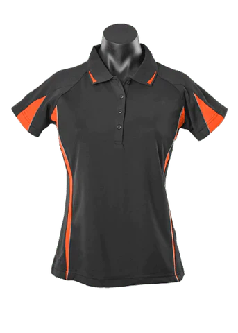 Aussie Pacific Eureka Ladies Polo Shirt 2304 Casual Wear Aussie Pacific Black/Orange/Ashe 8 